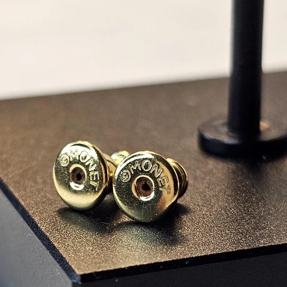 MONET‎ pierced gold-toned double half-hoop earrings